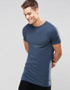 Asos Longline Muscle T-shirt In Blue - Blue