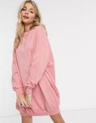 Asos Design Oversized Sweat Dress-pink