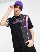 Asos Design Relaxed T-shirt In Black Color Block With Front Print