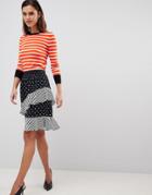 Y.a.s Spot And Stripe Ruffle Skirt - Multi