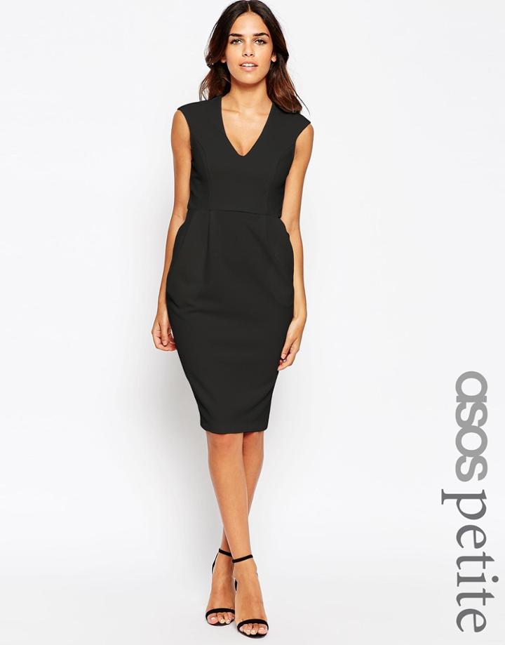 Asos Petite Sleeveless Textured Wiggle Dress - Black