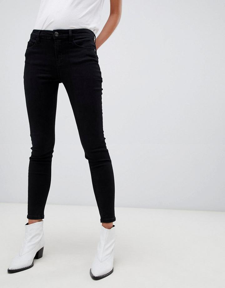 Stradivarius Skinny Low Waist Jean In Blue - Black