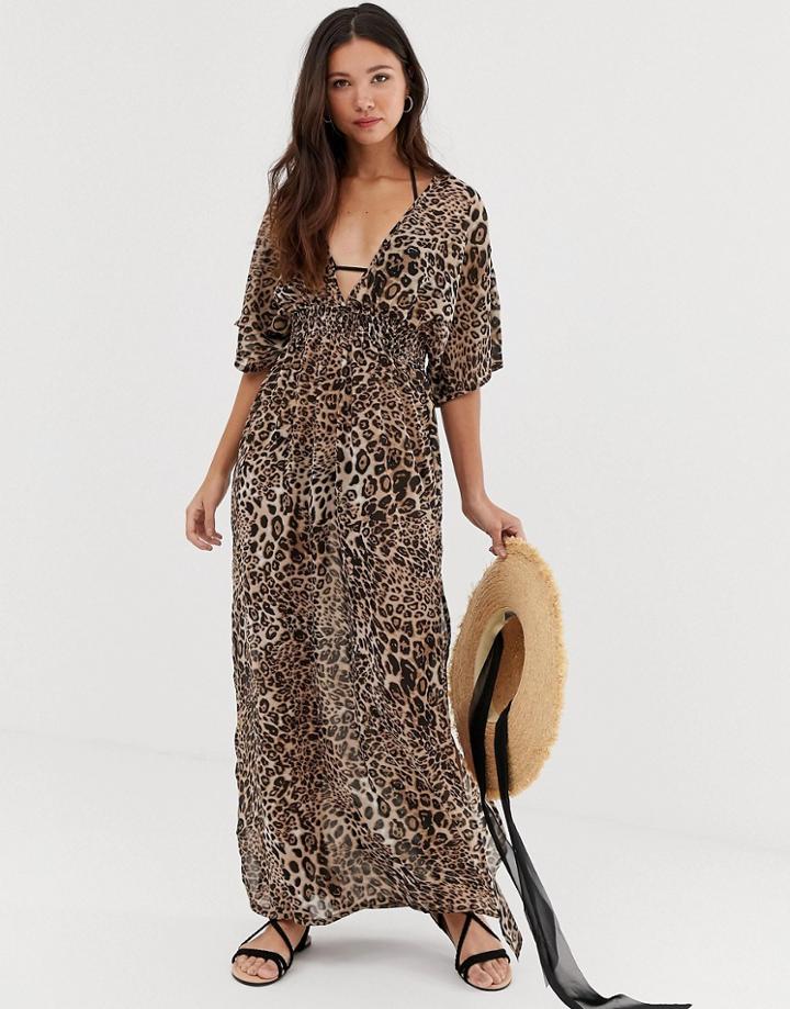 Influence Leopard Print Beach Maxi Dress-multi