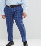 Gianni Feraud Plus Slim Fit Wedding Check Suit Pants - Navy
