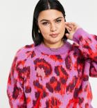 Asos Design Curve Sweater In Animal Pattern In Lilac-purple