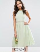 Tfnc Wedding Embellished Midi Dress With Full Skirt - Green