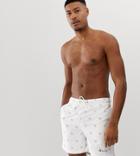Nicce Swim Shorts With All Over Print In White - White