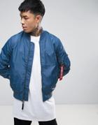 Alpha Industries Ma1-tt Bomber Jacket Slim Fit In Blue - Blue