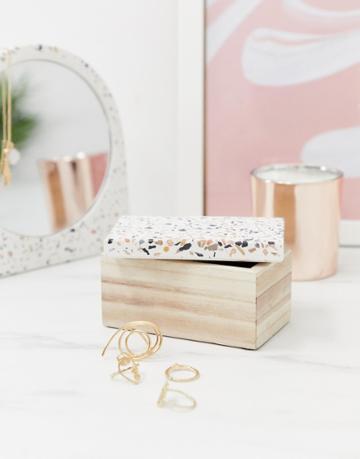Chickidee Terrazzo Wooden Jewelry Or Storage Box - Multi