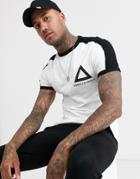 Asos Design T-shirt With Contrast Shoulder Panel And Unrivalled Supply Logo Chest Print-white
