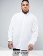 Asos Plus Oversized Viscose Shirt In White - White