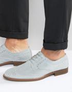 Asos Brogue Shoes In Relaxed Blue Suede With Natural Sole - Blue