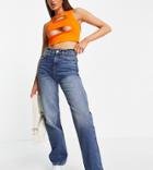 Asyou Straight Leg Jeans In Mid Wash Blue