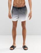 Asos Mid Length Swim Shorts In White Dip Dye With Gold Eyelets - White