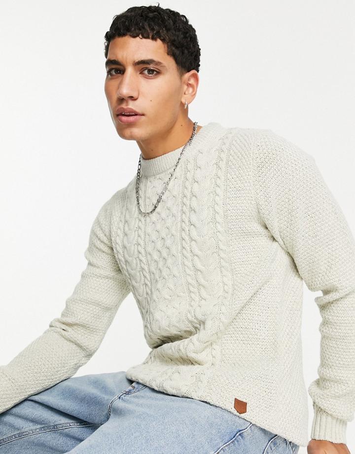Jack & Jones Originals Cable Knit Sweater In White