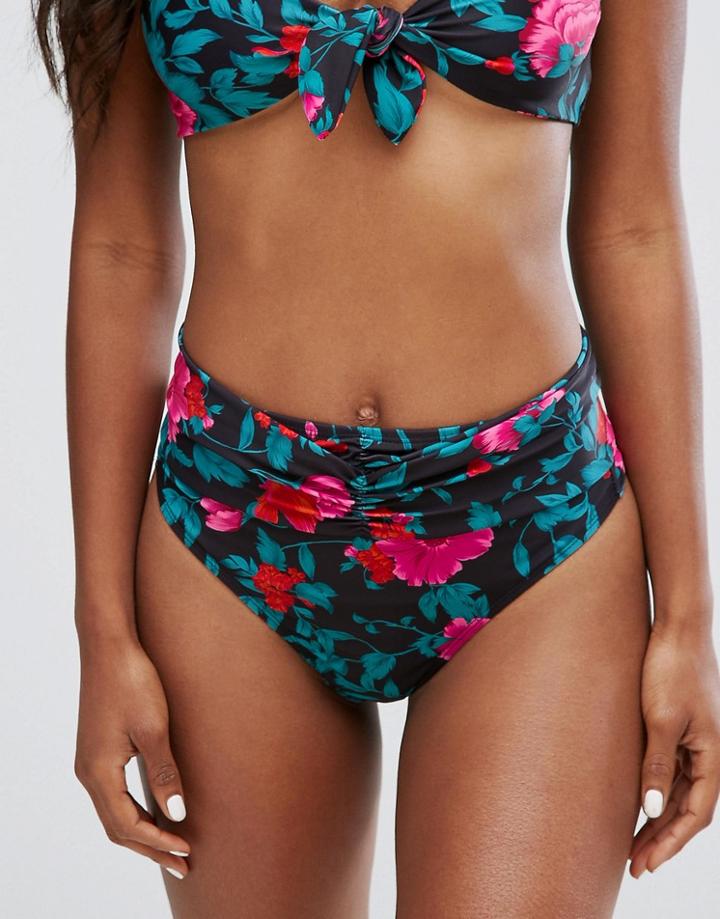 Motel Floral High Waist Bikini Bottom - Multi