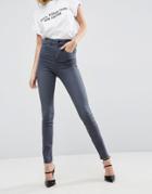 Asos Sculpt Me High Waisted Premium Jeans In Jodie Gray Wash - Gray