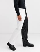Jaded London Spliced Black And White Pinstripe Suit Pants In Black & White