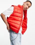 Asos Design Puffer Vest In Red