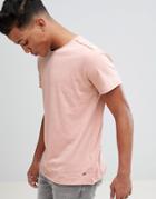 Solid Slub T-shirt With Raw Edge - Pink