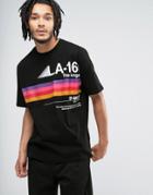 Asos Oversized T-shirt With La Chest Stripe Print - Black