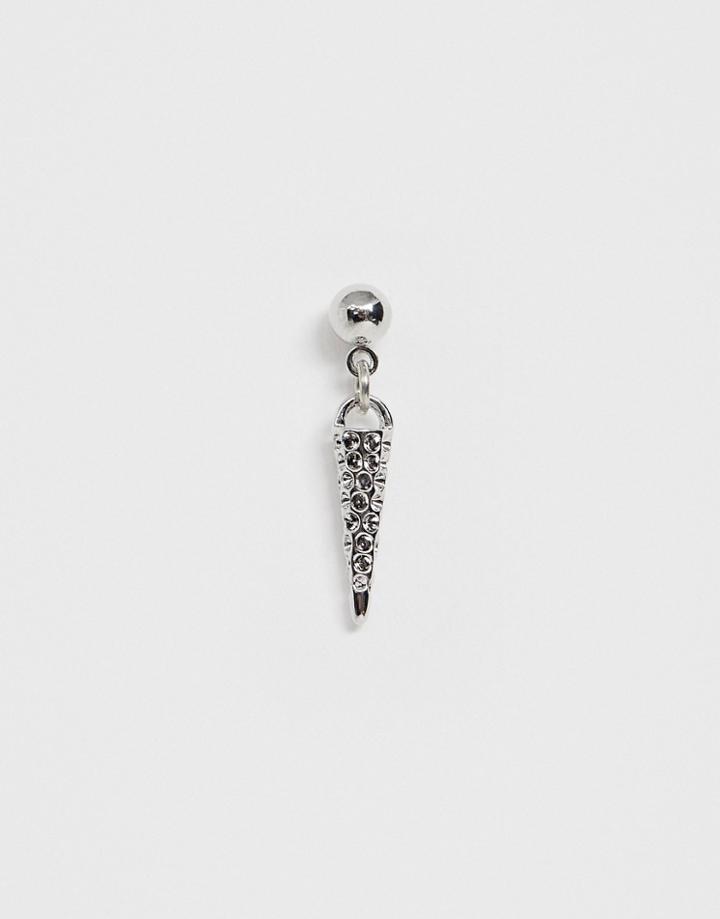 Designb Stud Earring With Charm In Silver - Silver