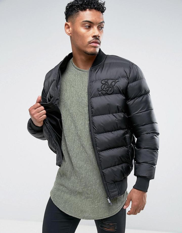 Siksilk Puffer Jacket In Black - Black