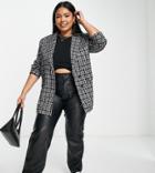 Urban Threads Plus Plaid Blazer - Part Of A Set-black