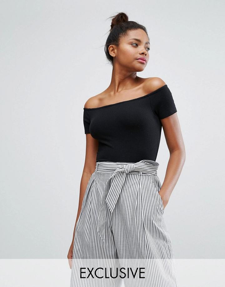 Monki Exclusive Bardot Top - Black