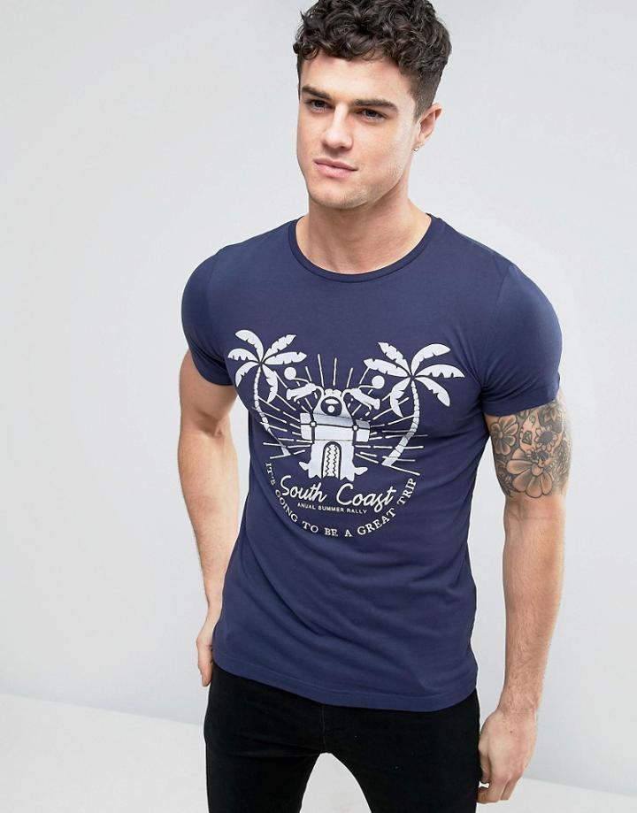 Esprit T-shirt With Graphic Print - Navy