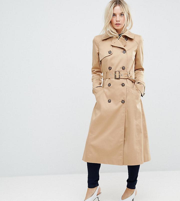 Asos Petite Longline Classic Trench - Stone