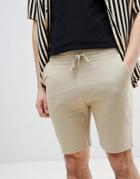 Asos Design Jersey Skinny Shorts In Beige - Beige
