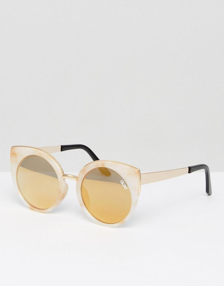 Quay Australia Last Dance White Marble Cat Eye Sunglasses - White