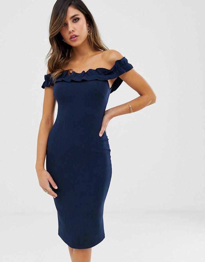 Ax Paris Bardot Midi Dress - Navy