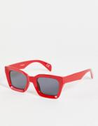 Asos Design Chunky Oversized Square Sunglasses In Red With Smoke Lens