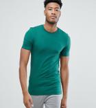 Asos Tall Muscle Fit T-shirt With Crew Neck In Green - Green
