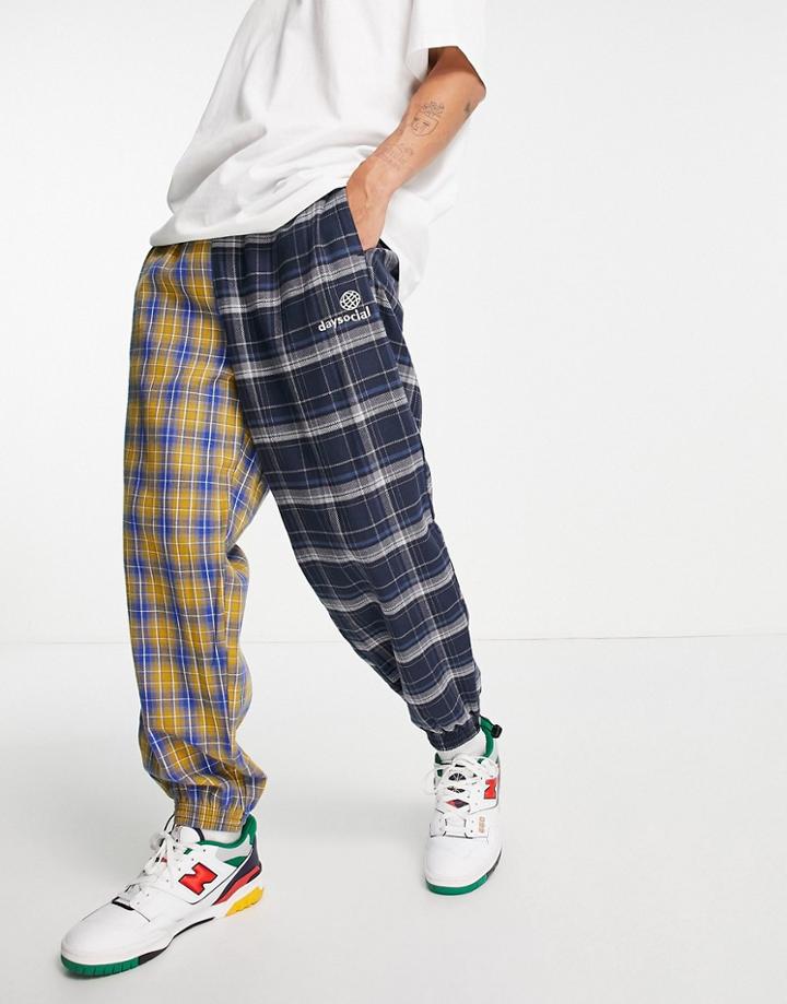 Asos Daysocial Tapered Pants In Patchwork Check Design-multi