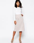 Asos Pencil Skirt With Pleat Detail - Gray