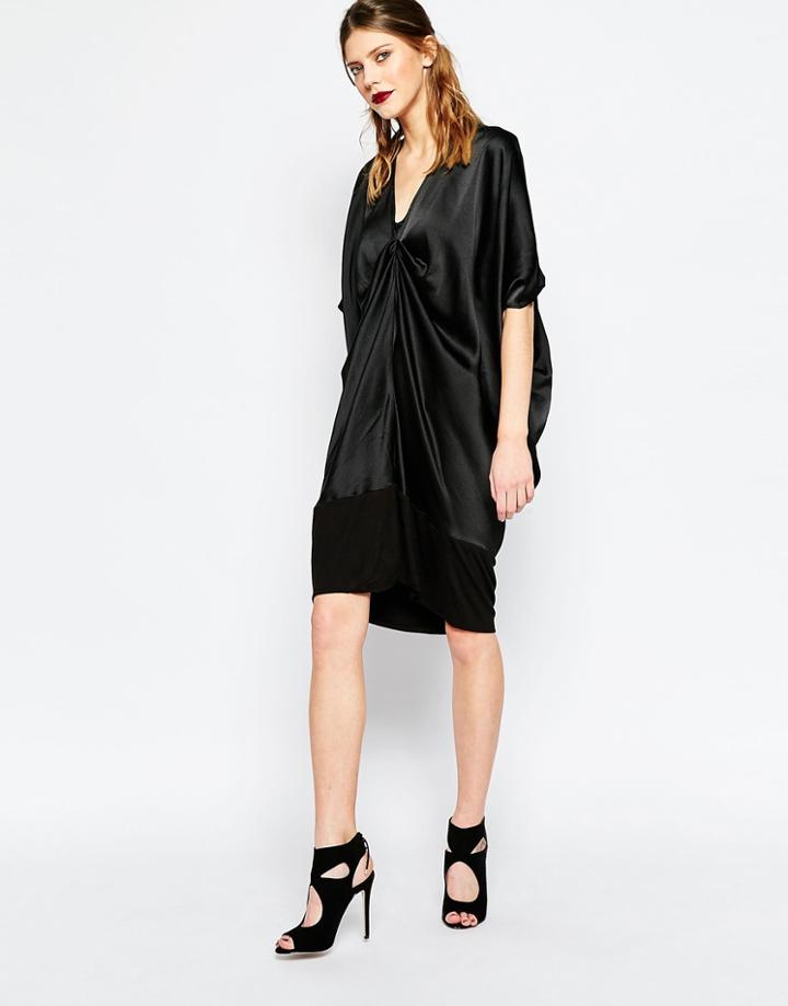 Religion Wrap Night Dress - Jet Black