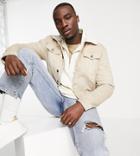 Threadbare Tall Cord Jacket With Sherpa Lining And Collar In Stone-neutral