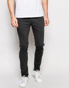 Asos Super Skinny Fit Pants In Jersey - Charcoal
