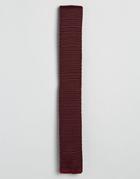 Asos Knitted Tie In Two Tone In Burgundy - Burgundy