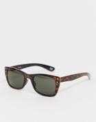 Asos Design Tort Square Plastic Sunglasses With Green Lens - Brown