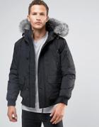 Celio Short Parka With Faux Fur Trim - Black