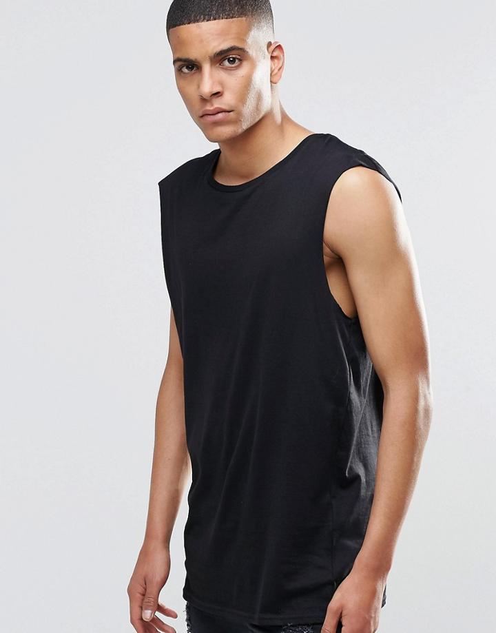 Brave Soul Cap Sleeve Long Line Tank - Black