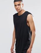Brave Soul Cap Sleeve Long Line Tank - Black