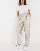 Asos Design Metallic Coated Peg Pants In Gold