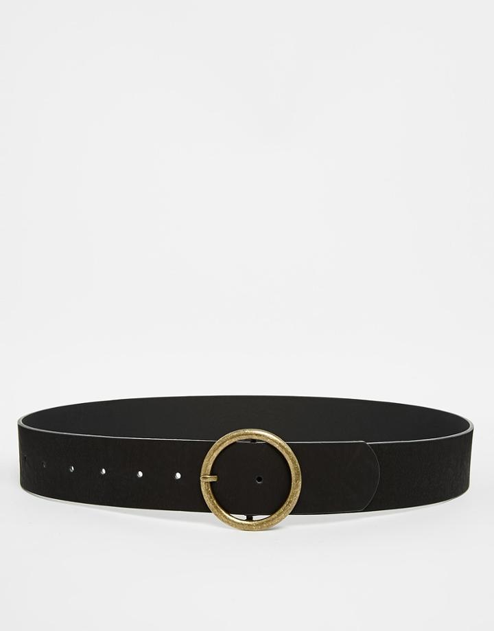 Asos Circle Buckle Jeans Belt - Black