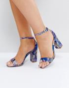 New Look Navy Brocade 2 Part Block Heeled Sandal - Navy