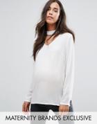 Missguided Maternity Choker Detail Plunge Chiffon Top - Cream